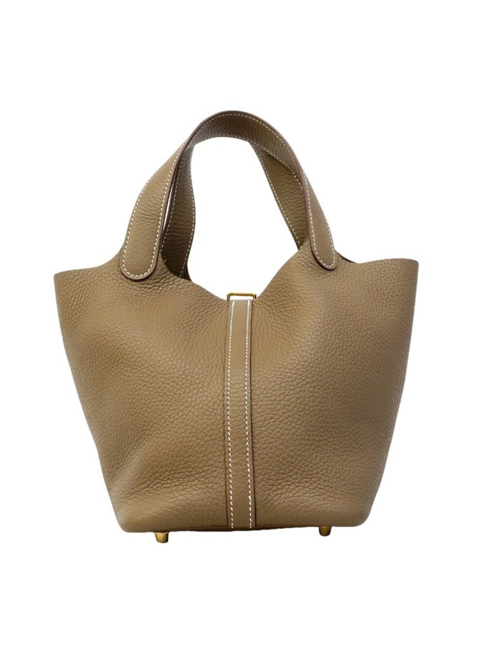 Hermes Handbag Picotin Lock PM Taurillon Clemence Etoupe Gold - Picture 8 of 8